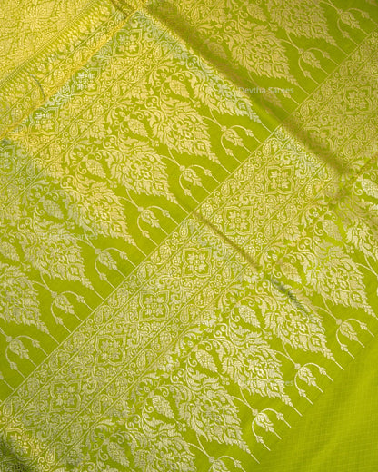 Olive Green Premium Banarasi Katan Brocade Silk Saree (D28)