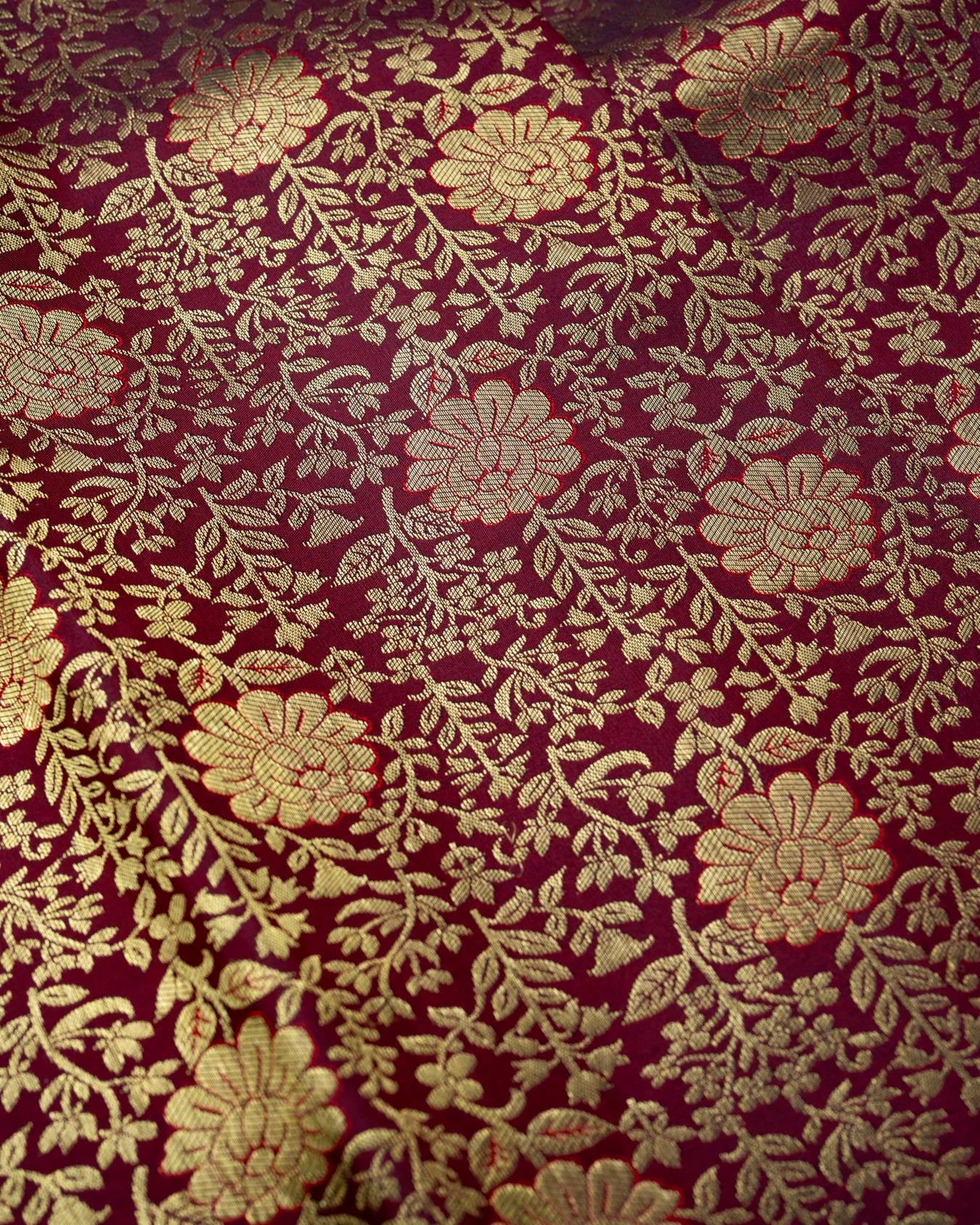 Pure Handloom Kanchipuram Silk Saree with Big Flower Brocade