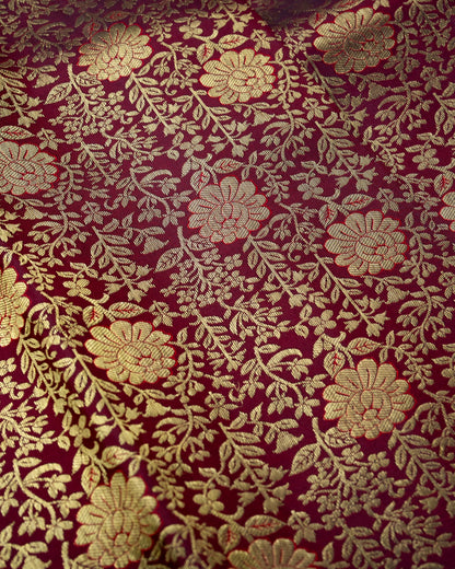 Pure Handloom Kanchipuram Silk Saree with Big Flower Brocade