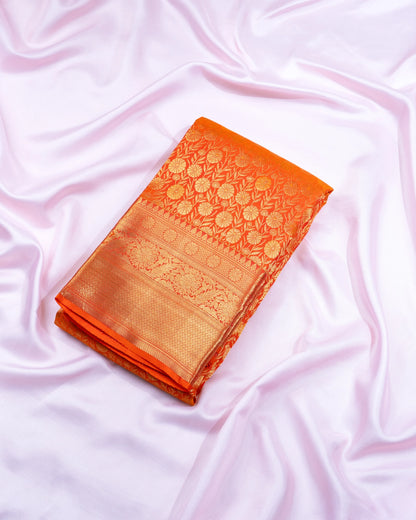 Pure Handloom Kanchipuram Silk Saree with Floral Wine Brocade