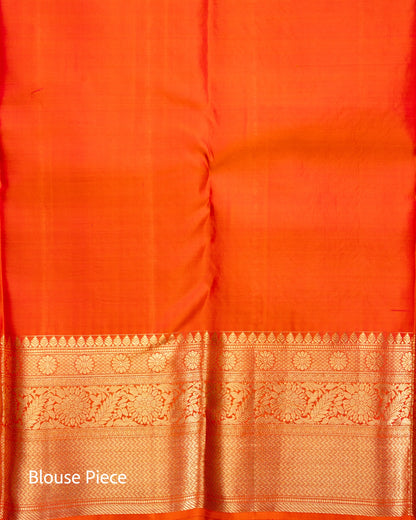 Pure Handloom Kanchipuram Silk Saree with Floral Wine Brocade