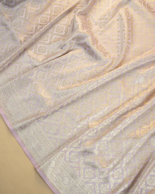 Pastel Lilac Premium Banarasi Katan Brocade Silk Saree (D30)