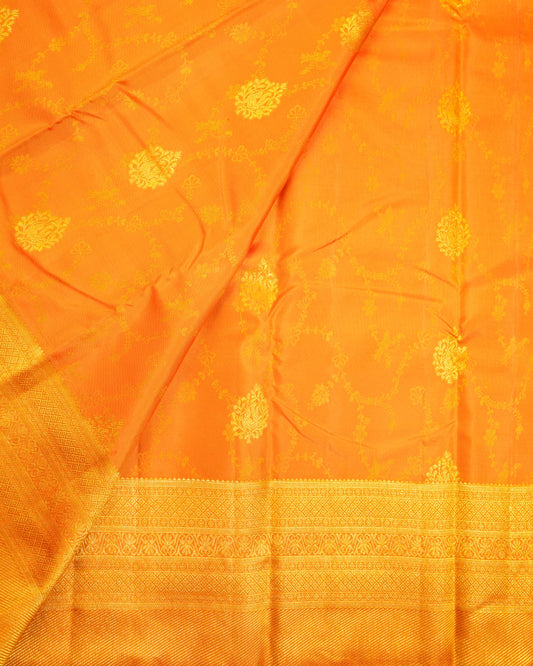 Pure Handloom Kanchipuram Silk Saree with Traditional Jaal and Buttas