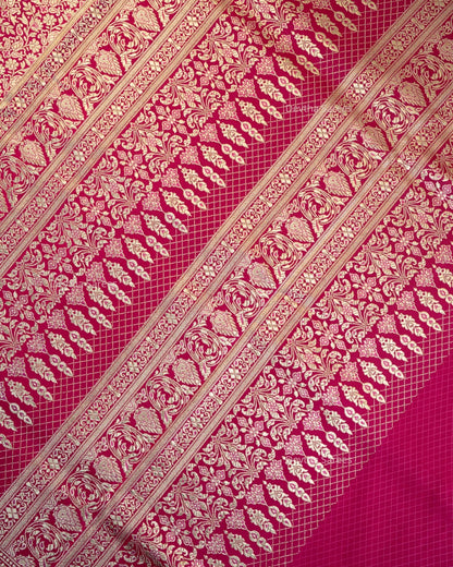 Rani Pink Premium Banarasi Katan Brocade Silk Saree (D11)