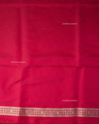 Rani Pink Premium Banarasi Katan Brocade Silk Saree (D11)