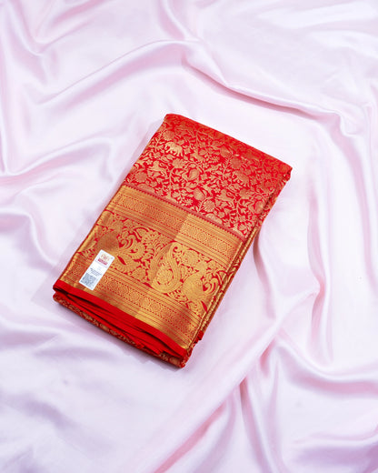 Pure Handloom Kanchipuram Silk Saree with Traditional Animal Brocade
