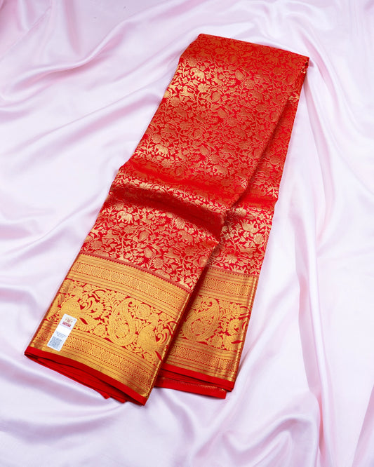 Pure Handloom Kanchipuram Silk Saree with Traditional Animal Brocade