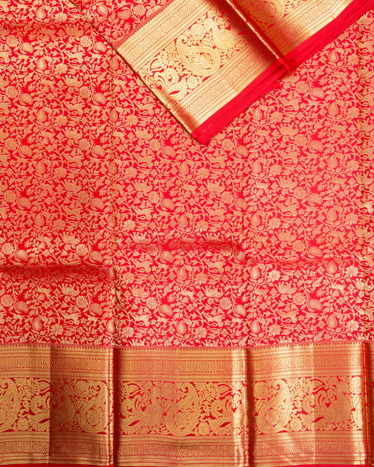 Pure Handloom Kanchipuram Silk Saree with Traditional Animal Brocade