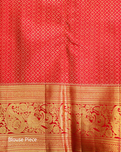 Pure Handloom Kanchipuram Silk Saree with Traditional Animal Brocade