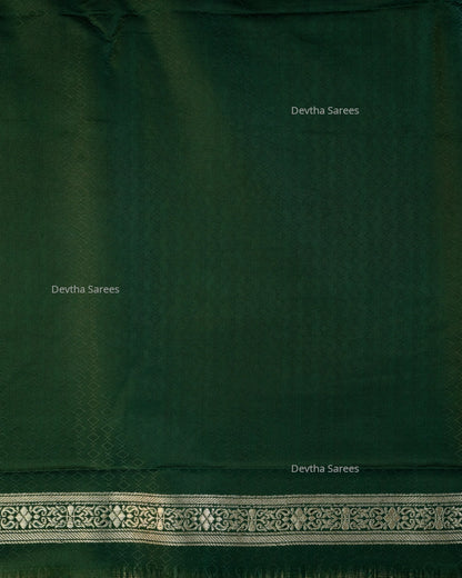 Bottle Green Premium Banarasi Katan Brocade Silk Saree (D14)