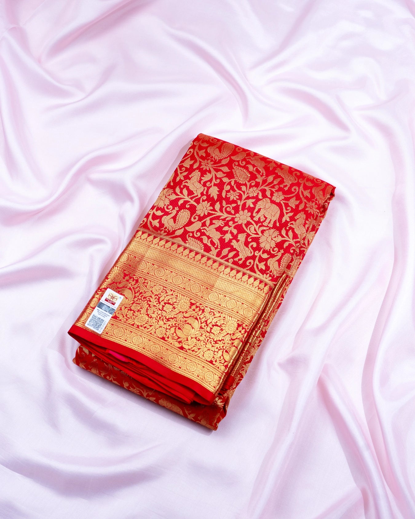 Pure Handloom Kanchipuram Silk Saree with Traditional Animal Brocade