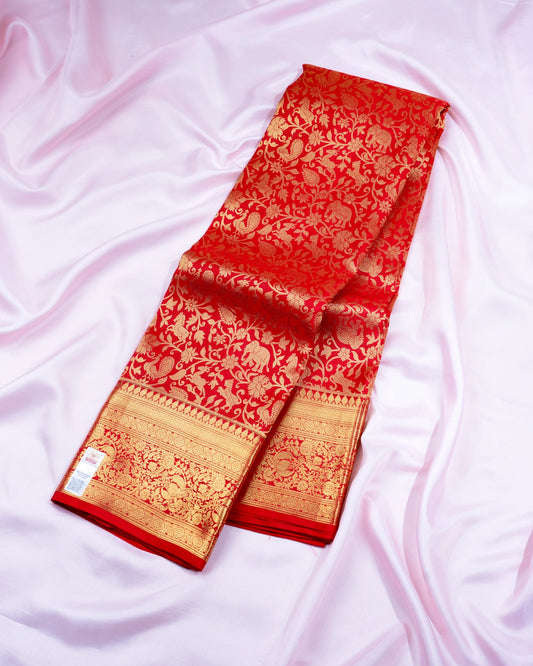 Pure Handloom Kanchipuram Silk Saree with Traditional Animal Brocade