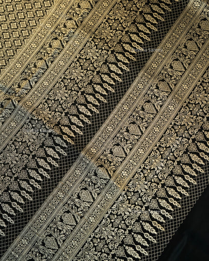 Black Premium Banarasi Katan Brocade Silk Saree (D9)