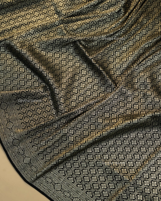 Black Premium Banarasi Katan Brocade Silk Saree (D9)