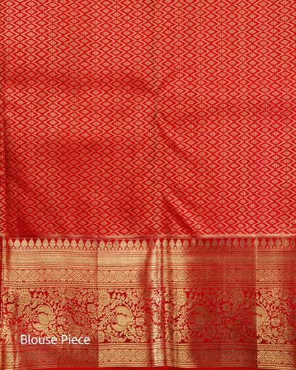 Pure Handloom Kanchipuram Silk Saree with Traditional Animal Brocade