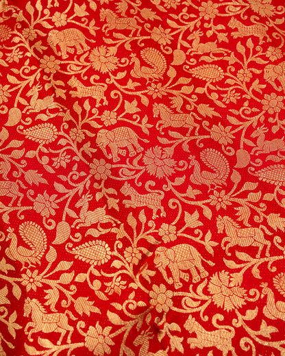 Pure Handloom Kanchipuram Silk Saree with Traditional Animal Brocade