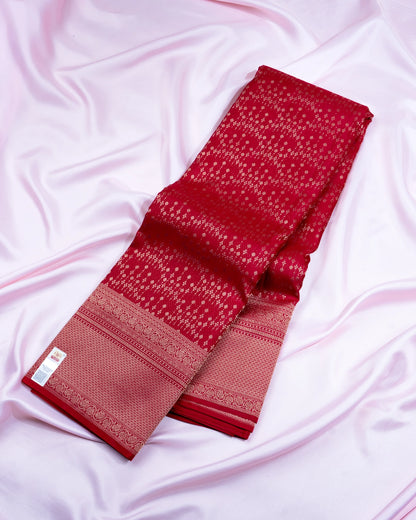 Pure Handloom Kanchipuram Silk Saree with Traditional Floral Buds Brocade
