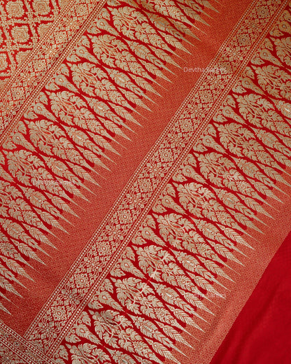 Red Premium Banarasi Katan Brocade Silk Saree (D12)