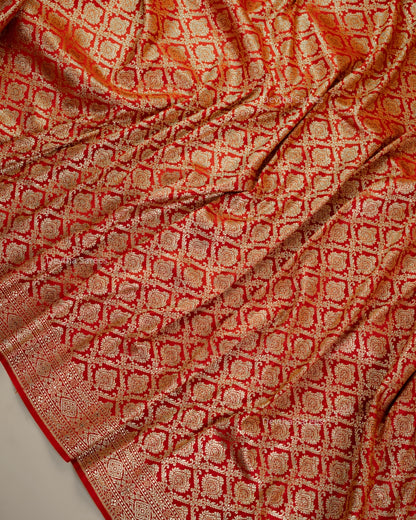 Red Premium Banarasi Katan Brocade Silk Saree (D12)