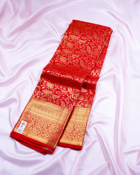 Pure Handloom Kanchipuram Silk Saree with Traditional Animal Brocade