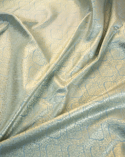 Powder Blue Premium Banarasi Katan Brocade Silk Saree (D16)