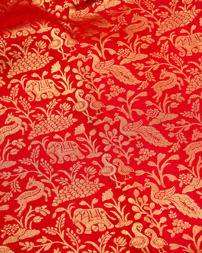 Pure Handloom Kanchipuram Silk Saree with Traditional Animal Brocade