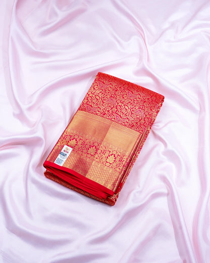 Pure Handloom Kanchipuram Silk Saree with Traditional Wine Pattern