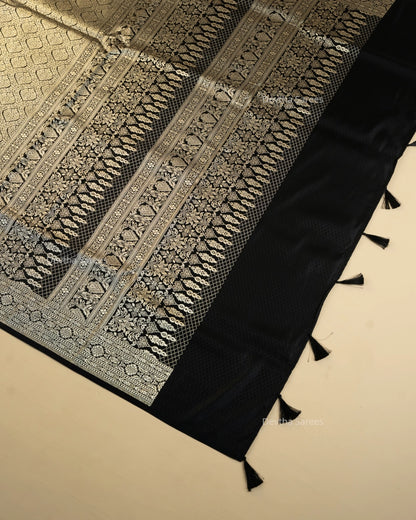 Black Premium Banarasi Katan Brocade Silk Saree (D16)