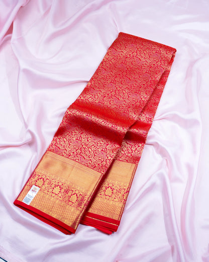 Pure Handloom Kanchipuram Silk Saree with Traditional Wine Pattern