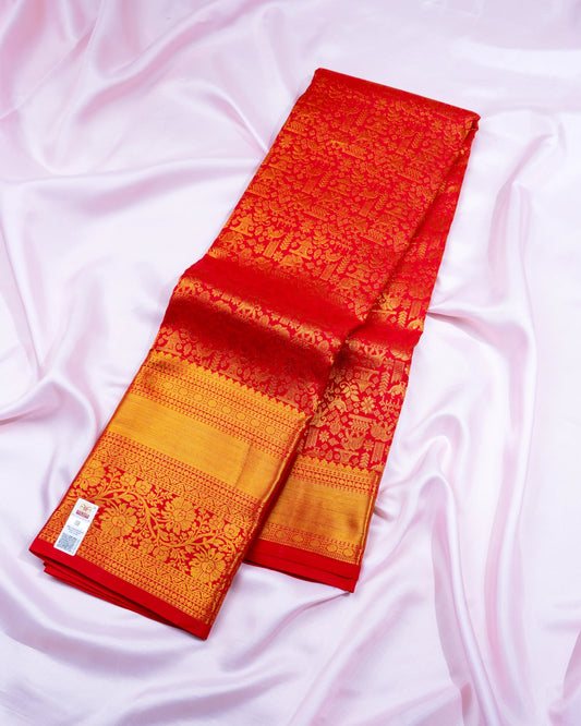 Pure Handloom Kanchipuram Silk Saree with Traditional Animal Brocade