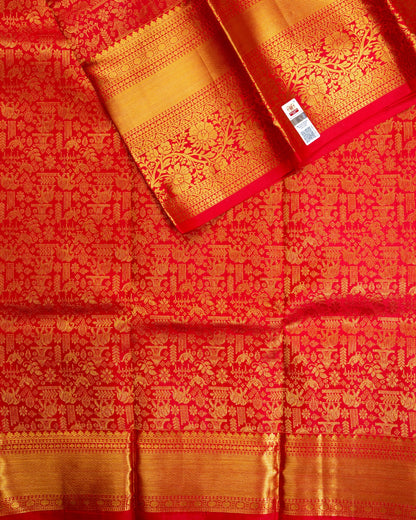 Pure Handloom Kanchipuram Silk Saree with Traditional Animal Brocade