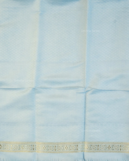 Powder Blue Premium Banarasi Katan Brocade Silk Saree (D22)