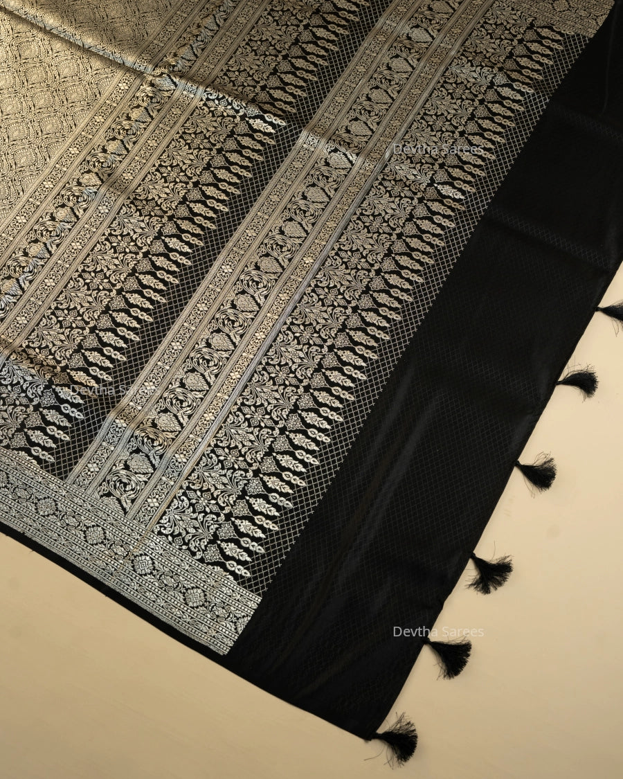 Black Premium Banarasi Katan Brocade Silk Saree (D2)