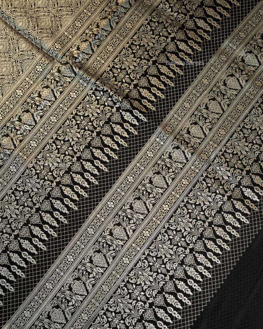 Black Premium Banarasi Katan Brocade Silk Saree (D2)