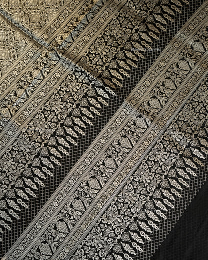 Black Premium Banarasi Katan Brocade Silk Saree (D2)