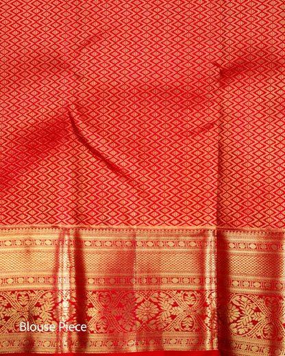 Pure Handloom Kanchipuram Silk Saree with Traditional Animal Blocks