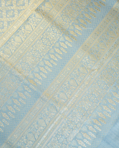 Pastel Baby Blue Premium Banarasi Katan Brocade Silk Saree (D10)