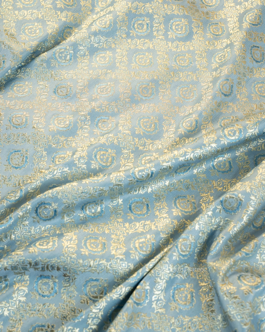 Pastel Baby Blue Premium Banarasi Katan Brocade Silk Saree (D10)