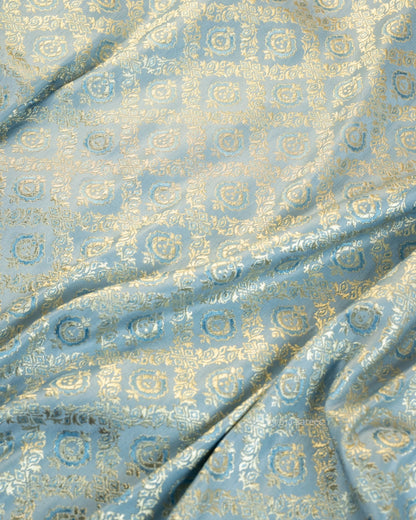 Pastel Baby Blue Premium Banarasi Katan Brocade Silk Saree (D10)