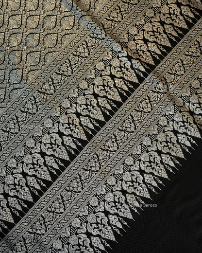 Black Premium Banarasi Katan Brocade Silk Saree (D7)