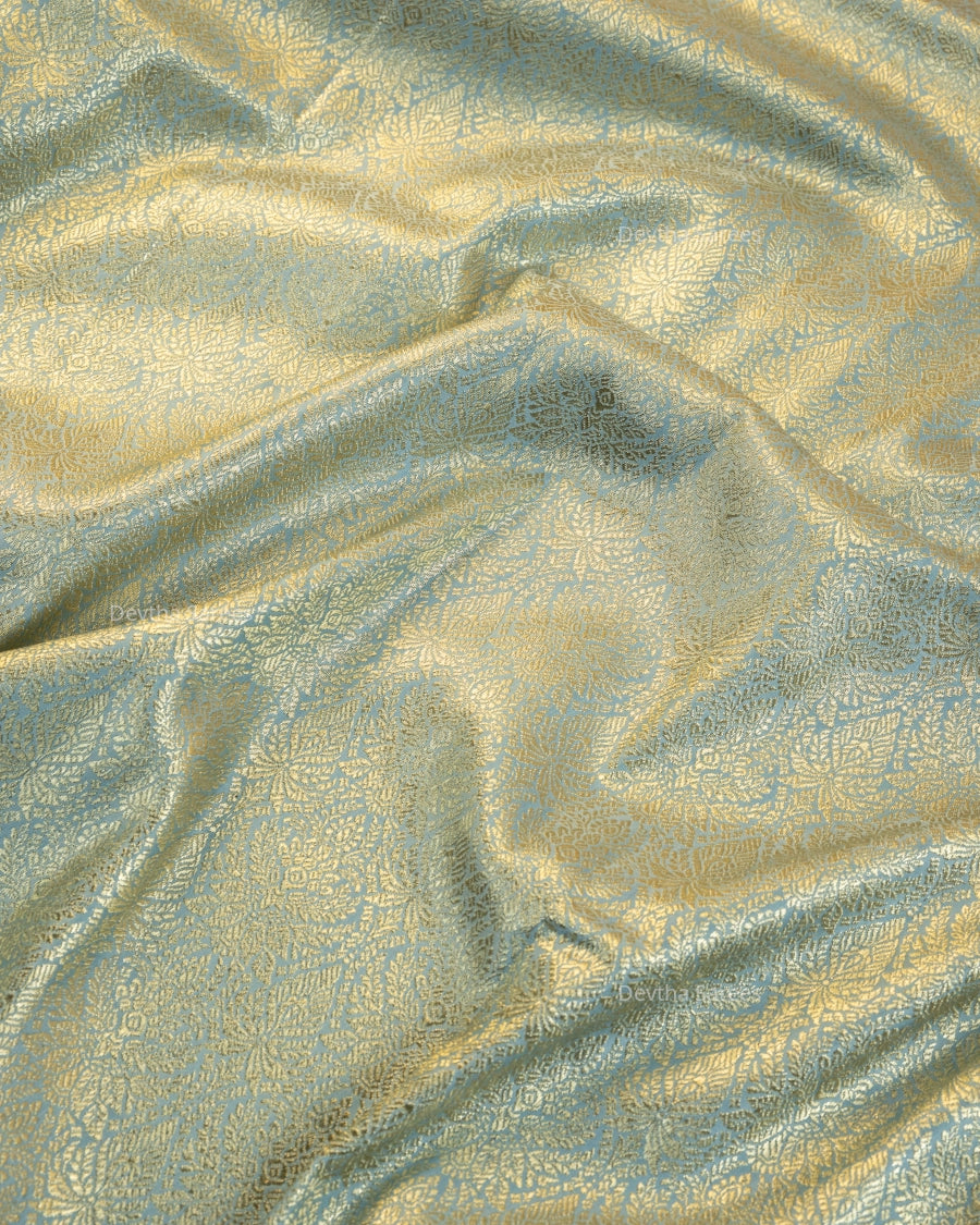 Powder Blue Premium Banarasi Katan Brocade Silk Saree (D28)