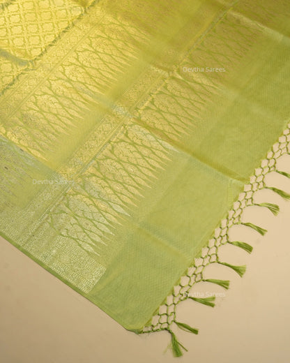 Olive Green Premium Banarasi Katan Brocade Silk Saree (D12)