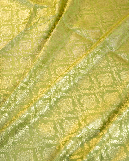 Olive Green Premium Banarasi Katan Brocade Silk Saree (D12)