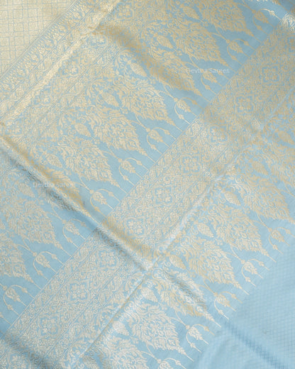 Pastel Blue Premium Banarasi Katan Brocade Silk Saree (D26)