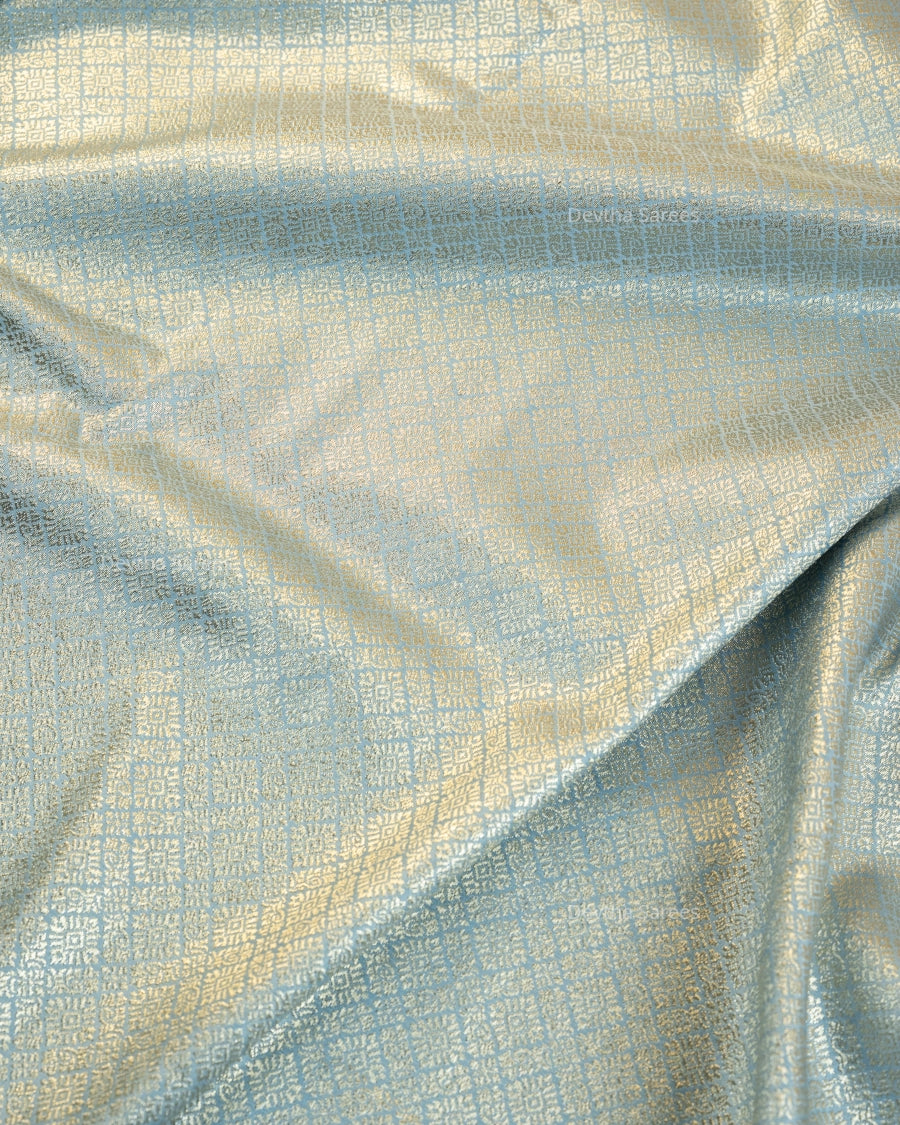 Pastel Blue Premium Banarasi Katan Brocade Silk Saree (D26)