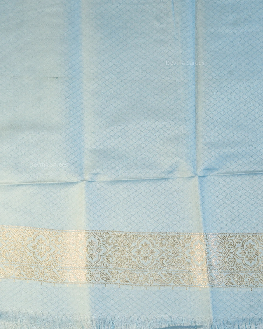 Pastel Blue Premium Banarasi Katan Brocade Silk Saree (D26)