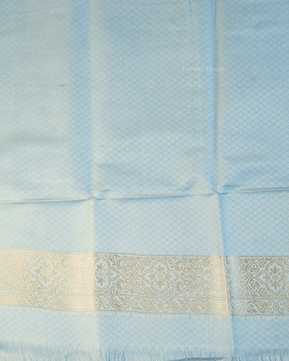 Pastel Blue Premium Banarasi Katan Brocade Silk Saree (D26)
