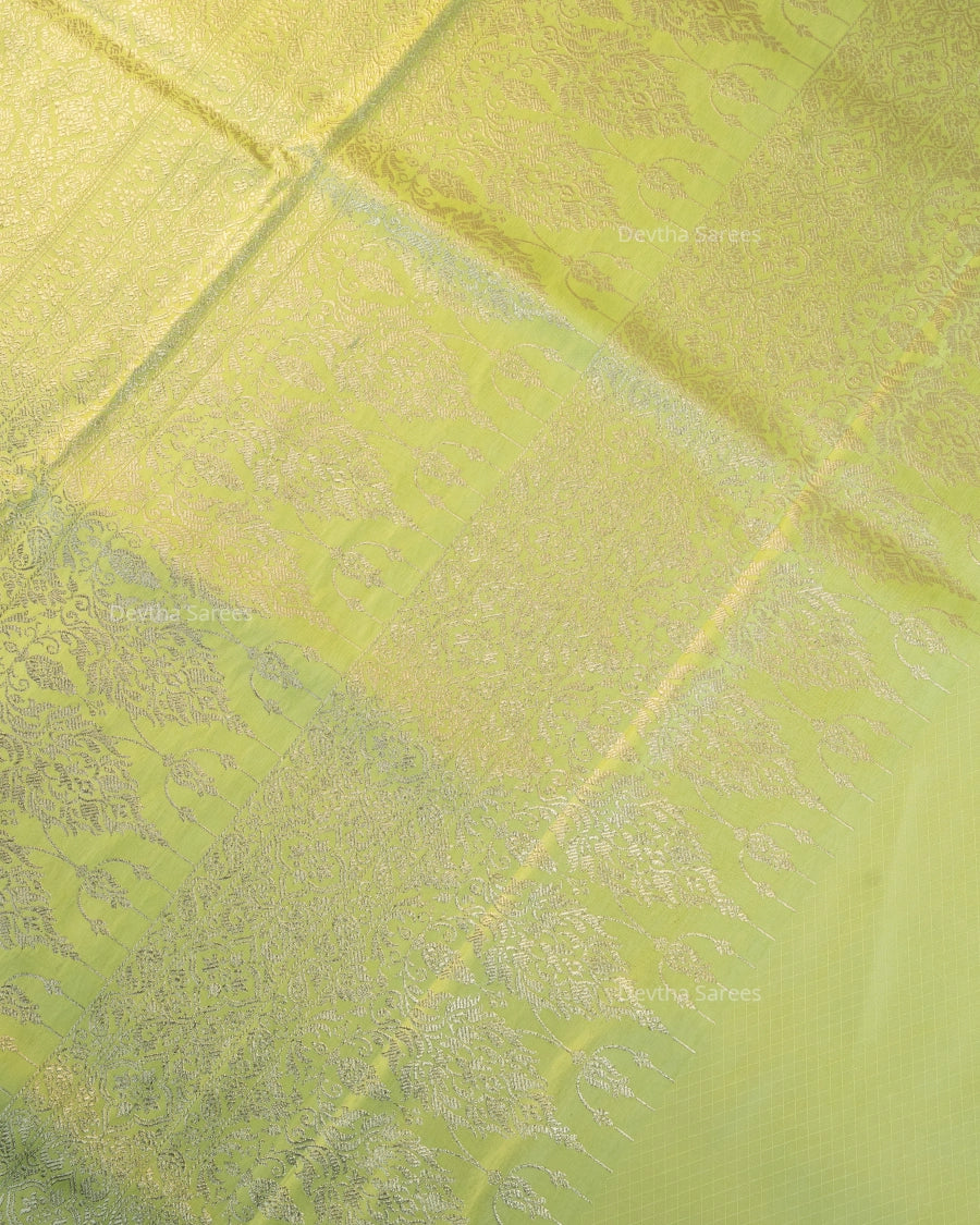 Pista Green Premium Banarasi Katan Brocade Silk Saree (D27)