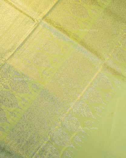 Pista Green Premium Banarasi Katan Brocade Silk Saree (D27)