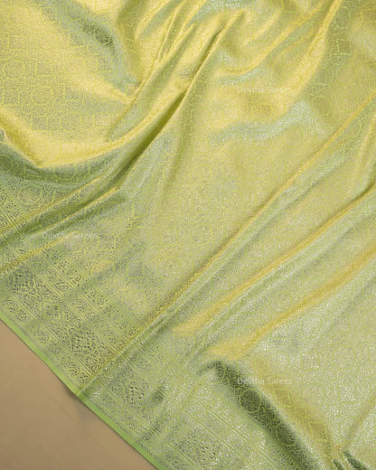 Pista Green Premium Banarasi Katan Brocade Silk Saree (D27)